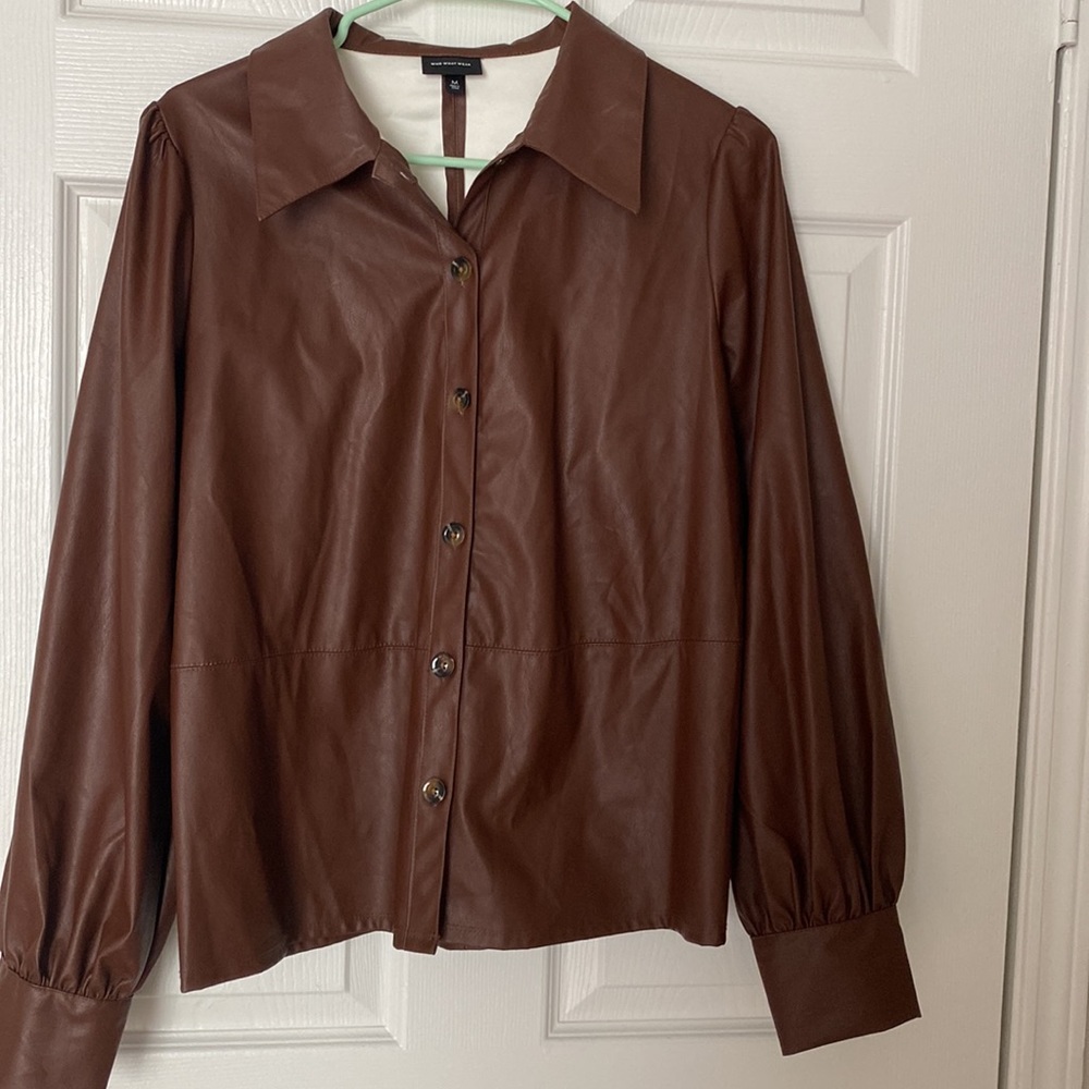 Who what wear Leather Blouse Brown